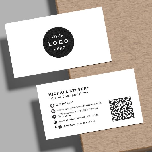 Minimalistisch professioneel bedrijfslogo QR-code  Visitekaartje