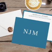 Minimalistisch Professioneel Blauw Monogrammed Notitiekaartje