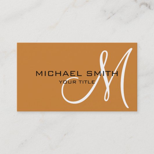 Minimalistisch professioneel Bronze Monogram Visitekaartje (Voorkant)