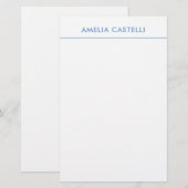 Minimalistisch Professioneel Eenvoudig Blauw Wit Briefpapier (Voorkant / Achterkant)