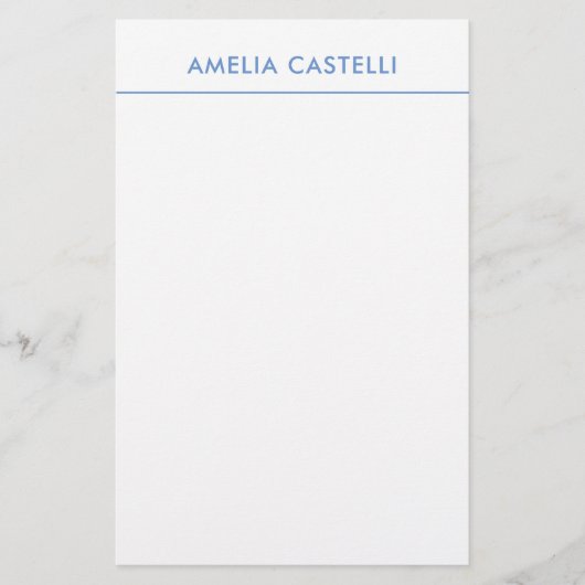 Minimalistisch Professioneel Eenvoudig Blauw Wit Briefpapier (Voorkant)