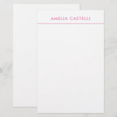 Minimalistisch Professioneel Eenvoudig Roze Wit Briefpapier (Voorkant / Achterkant)