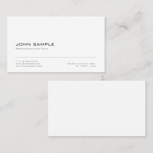Minimalistisch Professioneel Elegant Modern Wit Visitekaartje (Voorkant / Achterkant)