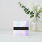 Minimalistisch professioneel geborsteld staal vierkante visitekaartje (Staand voorkant)