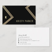 Minimalistisch professioneel geometrisch monogram visitekaartje (Voorkant / Achterkant)
