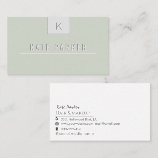 Minimalistisch professioneel geometrisch monogram visitekaartje (Voorkant / Achterkant)