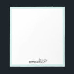 Minimalistisch professioneel gepersonaliseerd kant notitieblok<br><div class="desc">Elegant modern,  minimalistisch typografie-naamontwerp met kleurbewerkbare aqua blauwe rand,  eenvoudig en stijlvol. geweldig professioneel gepersonaliseerd kantoorbenodigdheden. Alle overeenkomende stukken in collectie bekijken</div>