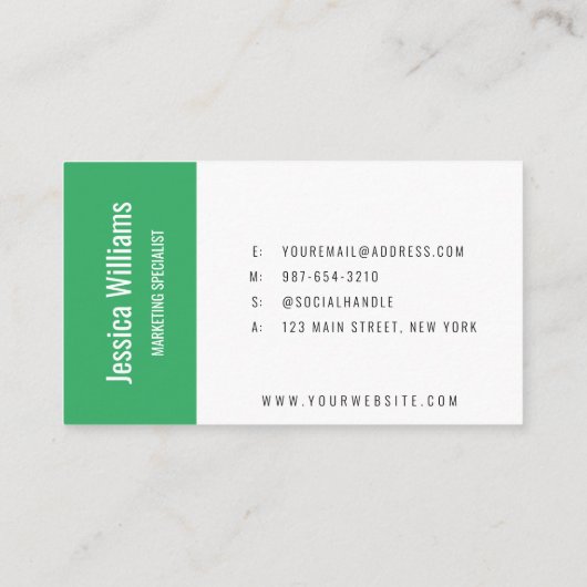 Minimalistisch Professioneel Groen Visitekaartje (Achterkant)
