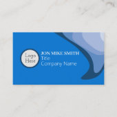 Minimalistisch Professioneel Logo, QR Code Blauw Visitekaartje (Voorkant)