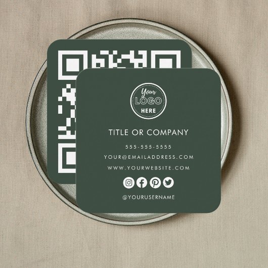 Minimalistisch Professioneel Logo QR Code Forest G Vierkante Visitekaartje