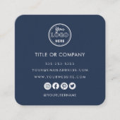 Minimalistisch Professioneel Logo QR Code Marine B Vierkante Visitekaartje (Voorkant)