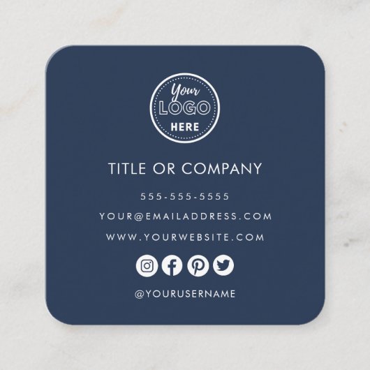 Minimalistisch Professioneel Logo QR Code Marine B Vierkante Visitekaartje (Voorkant)