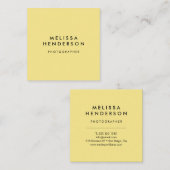 Minimalistisch professioneel modern geel vierkante visitekaartje (Voorkant / Achterkant)