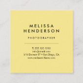 Minimalistisch professioneel modern geel vierkante visitekaartje (Achterkant)