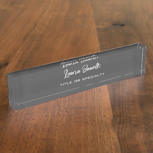 Minimalistisch Professioneel Modern Handwrite Donk Naambordje (Zijkant)