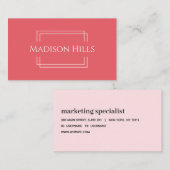Minimalistisch professioneel modern Lijst roze Visitekaartje (Voorkant / Achterkant)