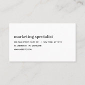 Minimalistisch professioneel modern Lijst zwart-wi Visitekaartje (Achterkant)