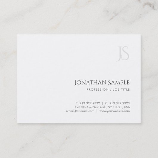 Minimalistisch Professioneel Modern Monogram Eenvo Visitekaartje (Achterkant)