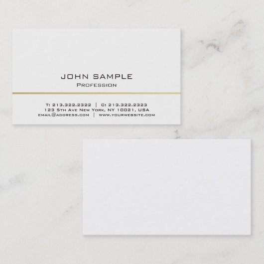 Minimalistisch Professioneel Modern Wit en Goud Visitekaartje (Voorkant / Achterkant)