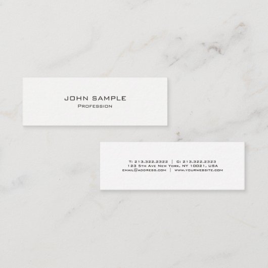 Minimalistisch professioneel modern wit en grijs mini visitekaartje (Voorkant / Achterkant)