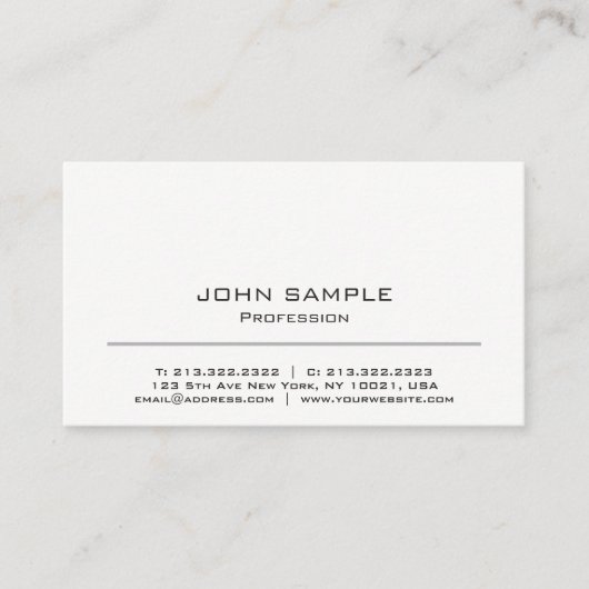 Minimalistisch Professioneel Modern Wit en Grijs Visitekaartje (Voorkant)