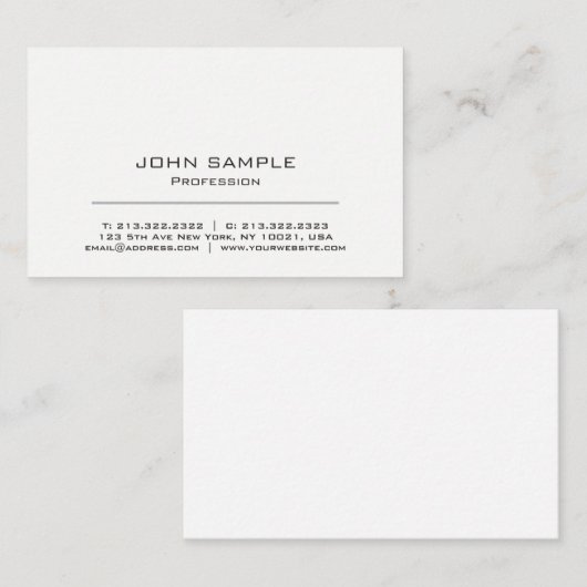 Minimalistisch professioneel modern wit en grijs visitekaartje (Voorkant / Achterkant)