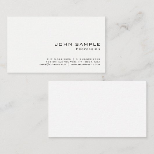 Minimalistisch professioneel, modern, wit matte visitekaartje (Voorkant / Achterkant)