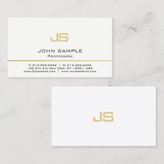 Minimalistisch Professioneel Modern Witgouden Mono Visitekaartje (Voorkant / Achterkant)