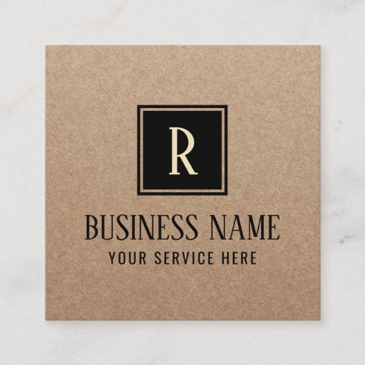 Minimalistisch professioneel monogram Logo Rustic  Vierkante Visitekaartje (Voorkant)
