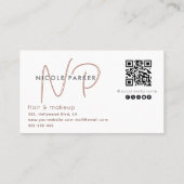 Minimalistisch professioneel monogram Qr-code kane Visitekaartje (Achterkant)