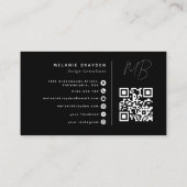 Minimalistisch Professioneel Monogram QR Code Zwar Visitekaartje (Achterkant)