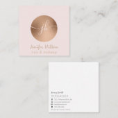 Minimalistisch professioneel roos gouden cirkel mo vierkante visitekaartje (Voorkant / Achterkant)