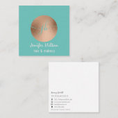 Minimalistisch professioneel roos gouden cirkel mo vierkante visitekaartje (Voorkant / Achterkant)