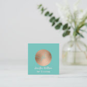 Minimalistisch professioneel roos gouden cirkel mo vierkante visitekaartje (Staand voorkant)