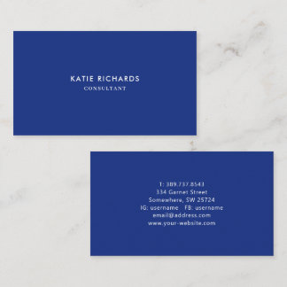 Minimalistisch Professioneel Royal Blue Visitekaar Visitekaartje