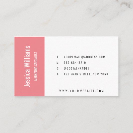 Minimalistisch Professioneel Roze Visitekaartje (Achterkant)