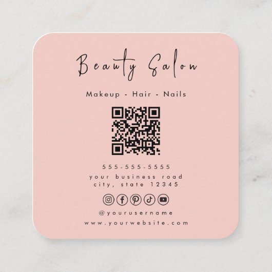 Minimalistisch Professioneel Schoonheidssalon Visi Informatiekaartje (Achterkant)