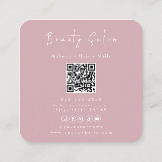 Minimalistisch Professioneel Schoonheidssalon Visi Vierkante Visitekaartje (Achterkant)