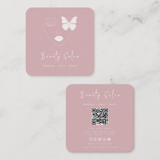 Minimalistisch Professioneel Schoonheidssalon Visi Vierkante Visitekaartje (Voorkant / Achterkant)