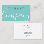 Minimalistisch professioneel Turquoise-Visitekaart Visitekaartje (Voorkant / Achterkant)