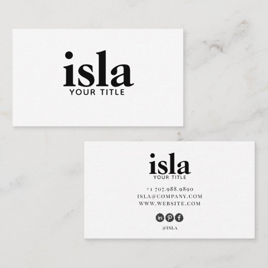 Minimalistisch professioneel typografie logo visitekaartje (Voorkant / Achterkant)