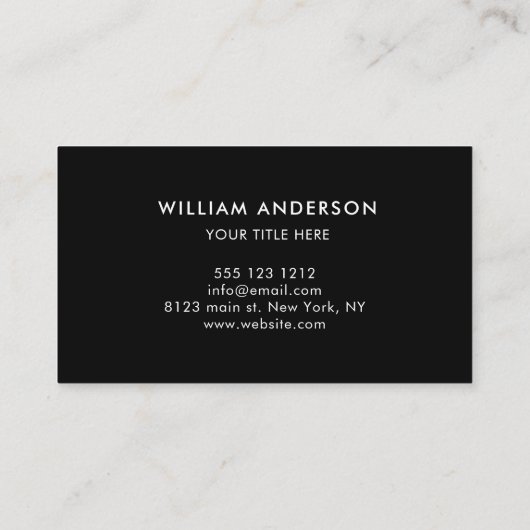 Minimalistisch Professioneel Zakelijk Zwart En Wit Visitekaartje (Achterkant)