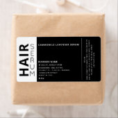 Minimalistisch professioneel zwart haarserum etiket (Insitu)
