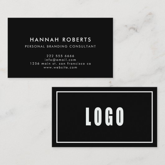 Minimalistisch professioneel zwart-wit en bedrijfs visitekaartje (Voorkant / Achterkant)