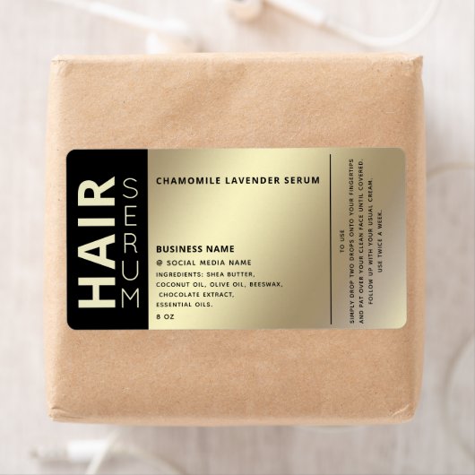 Minimalistisch professioneel zwarte goudserum etiket (Insitu)