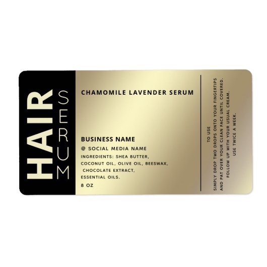 Minimalistisch professioneel zwarte goudserum etiket (Voorkant)