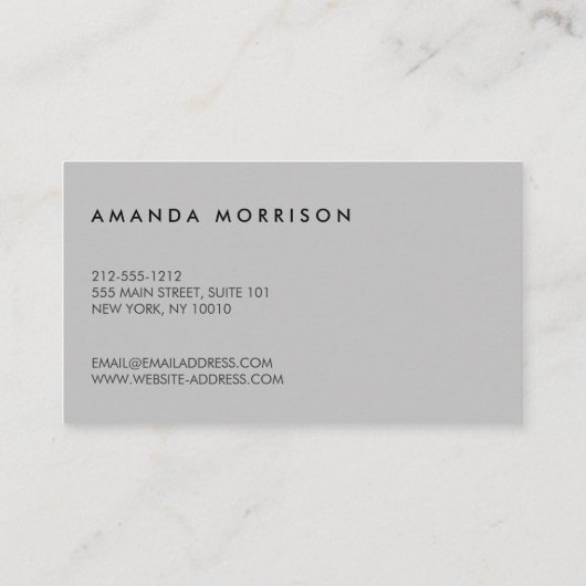 Minimalistisch professionele sociale media grijs visitekaartje (Achterkant)