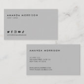 Minimalistisch professionele sociale media grijs visitekaartje (Voorkant / Achterkant)