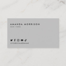 Minimalistisch professionele sociale media grijs visitekaartje