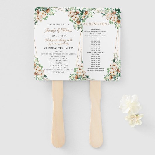 Minimalistisch programma Eucalyptus & Cotton voor  Handwaaier (Voorkant en achterkant)